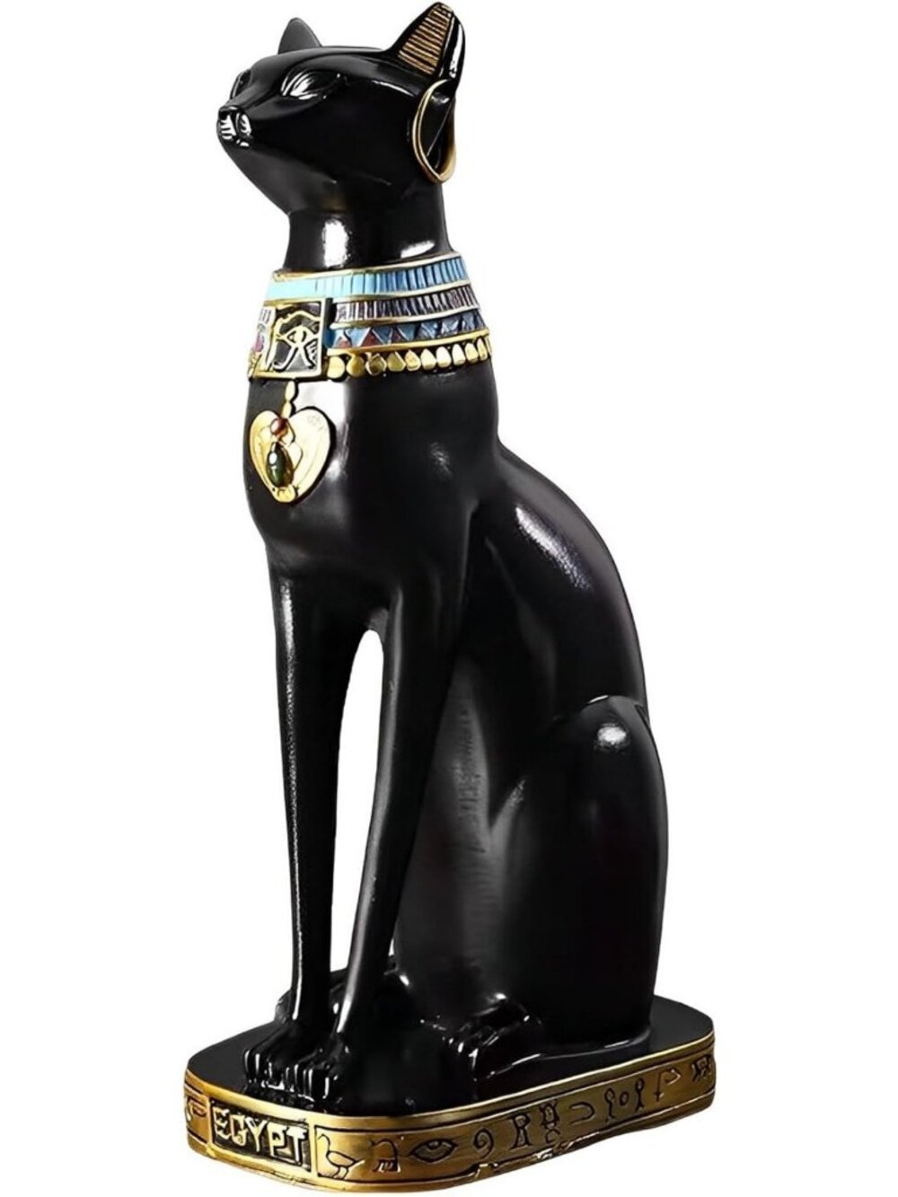 12” Tall Black Egyptian Cat Goddess Statue - Bastet Home Decor & Collectible